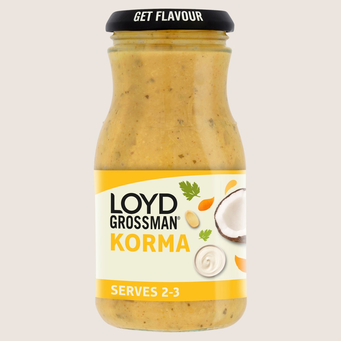 Loyd Grossman Indian Korma Curry Cooking Sauce No Artificial Additives 350g