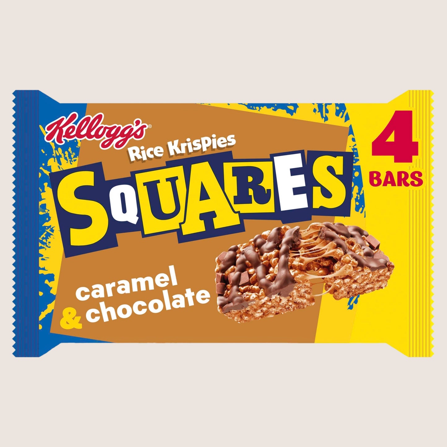 Kellogg's Rice Krispies Squares Curious Caramel & Chocolate Snack Bars Vitamin Fortified 4x36g