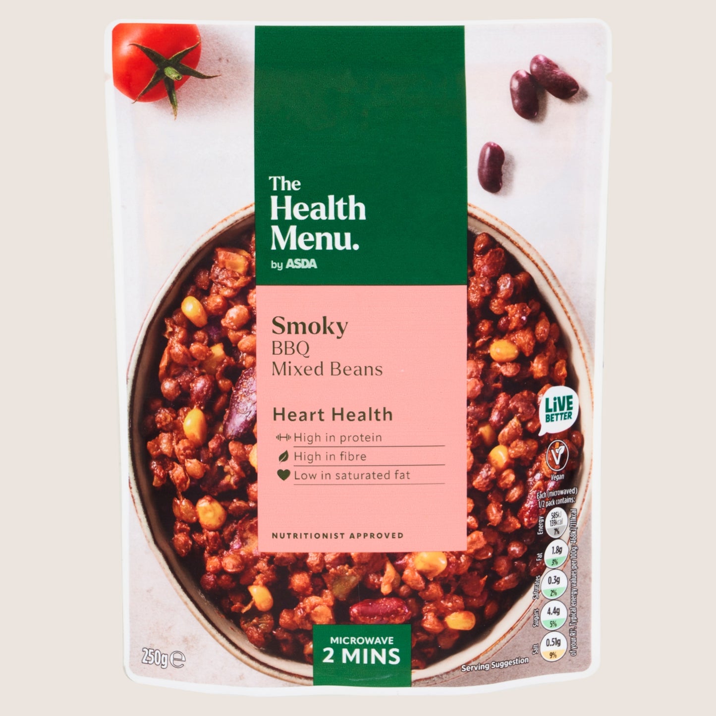 The Health Menu by ASDA The Health Menu Smoky BBQ Mixed Beans Low Fat 250g