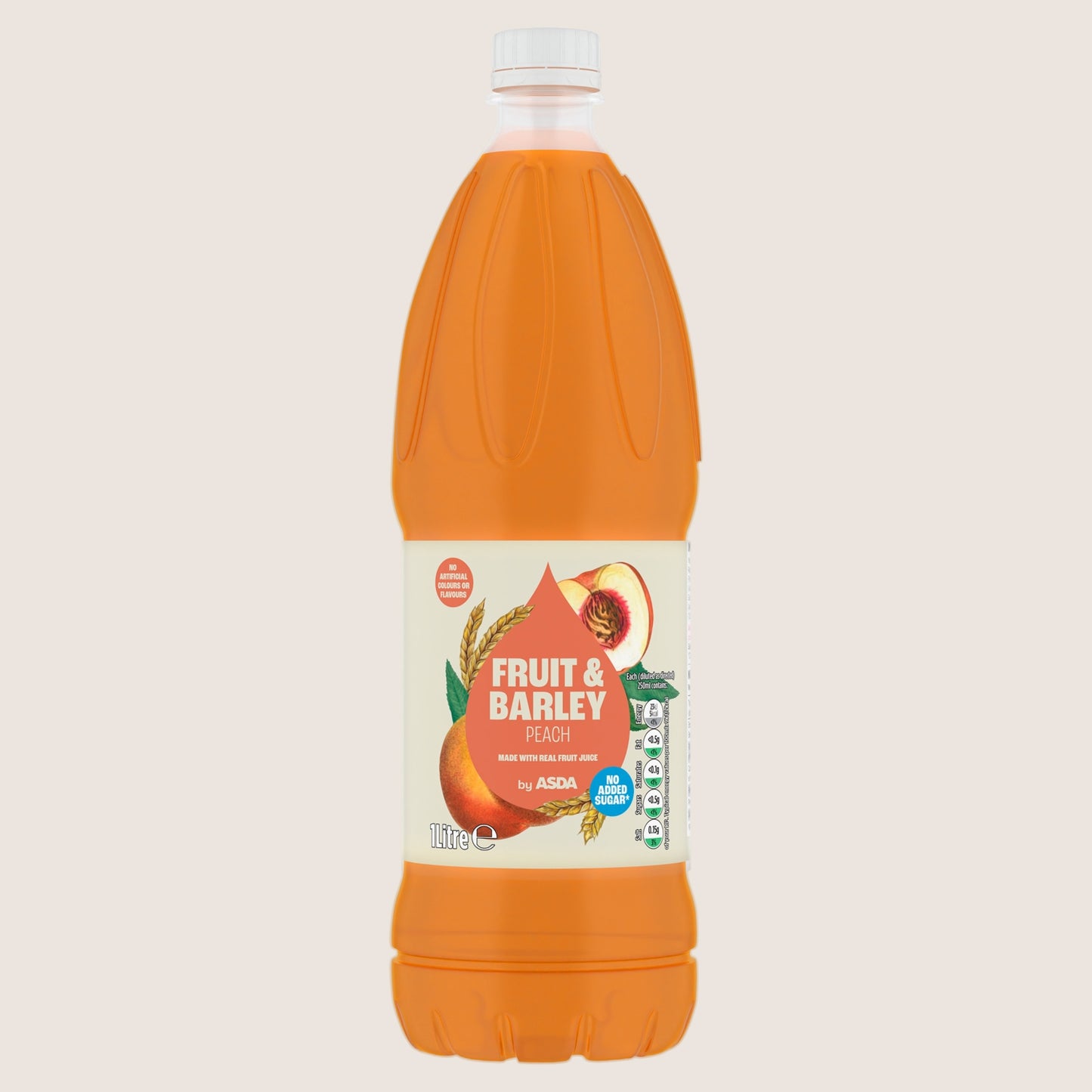 ASDA Fruit & Barley Peach No Added Sugar 1 Litre