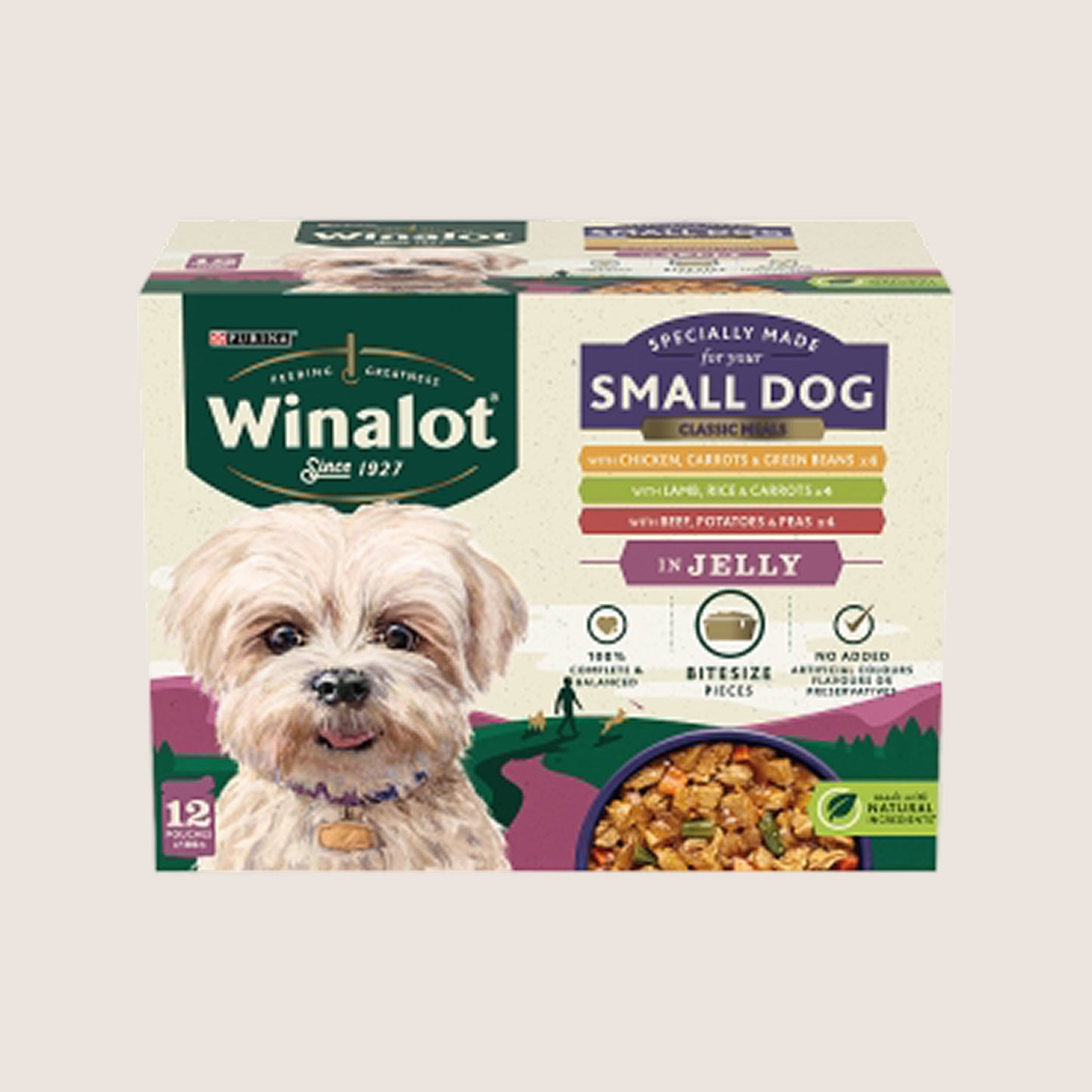 Winalot WINALOT Meaty Chunks Small Dog Mixed in Jelly Wet Dog Food Complete Nutrition 12x85g