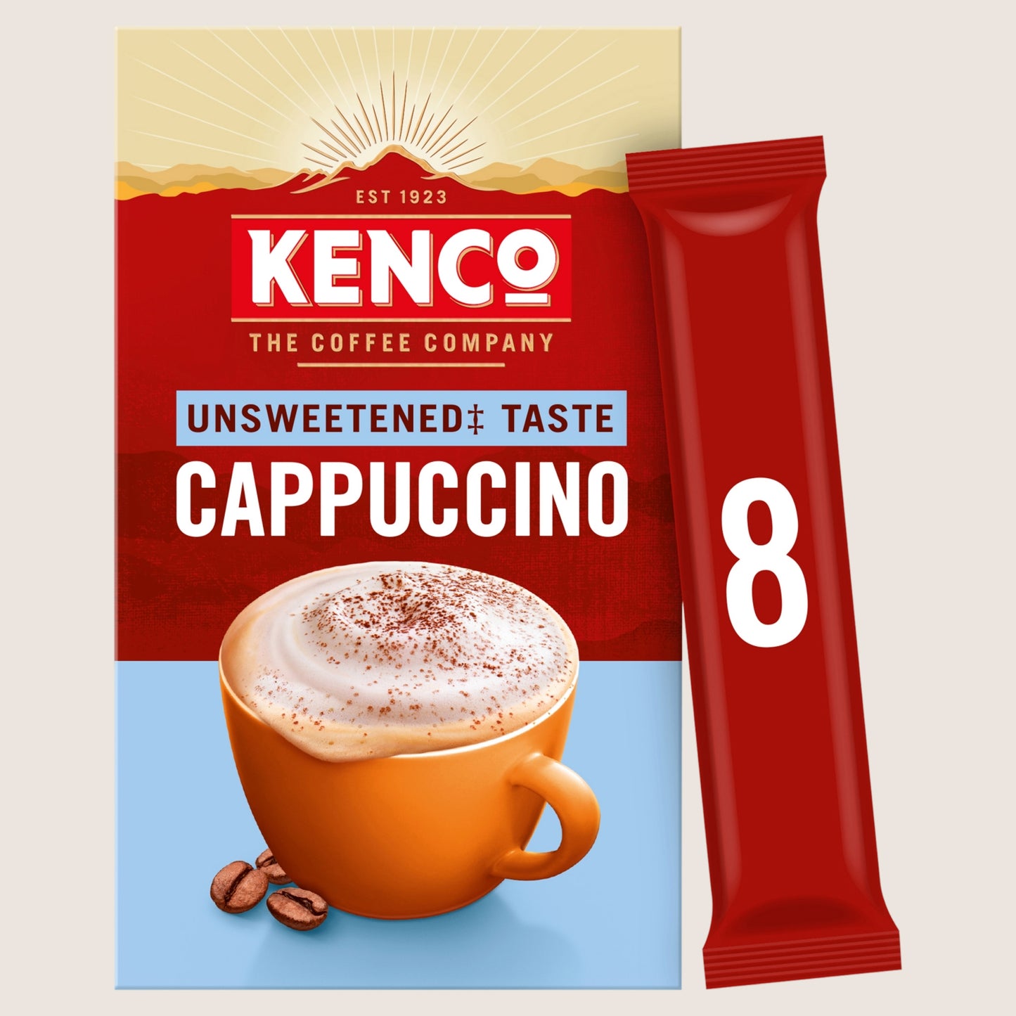 Kenco Unsweetened Cappuccino Instant Coffee Sachets No Artificial Additives 8x11.1g