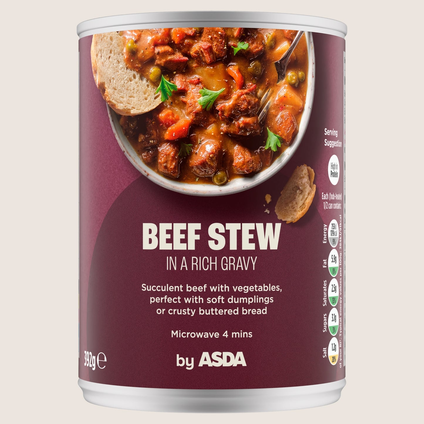 ASDA Beef Stew in a Rich Gravy No Artificial Additives 392g