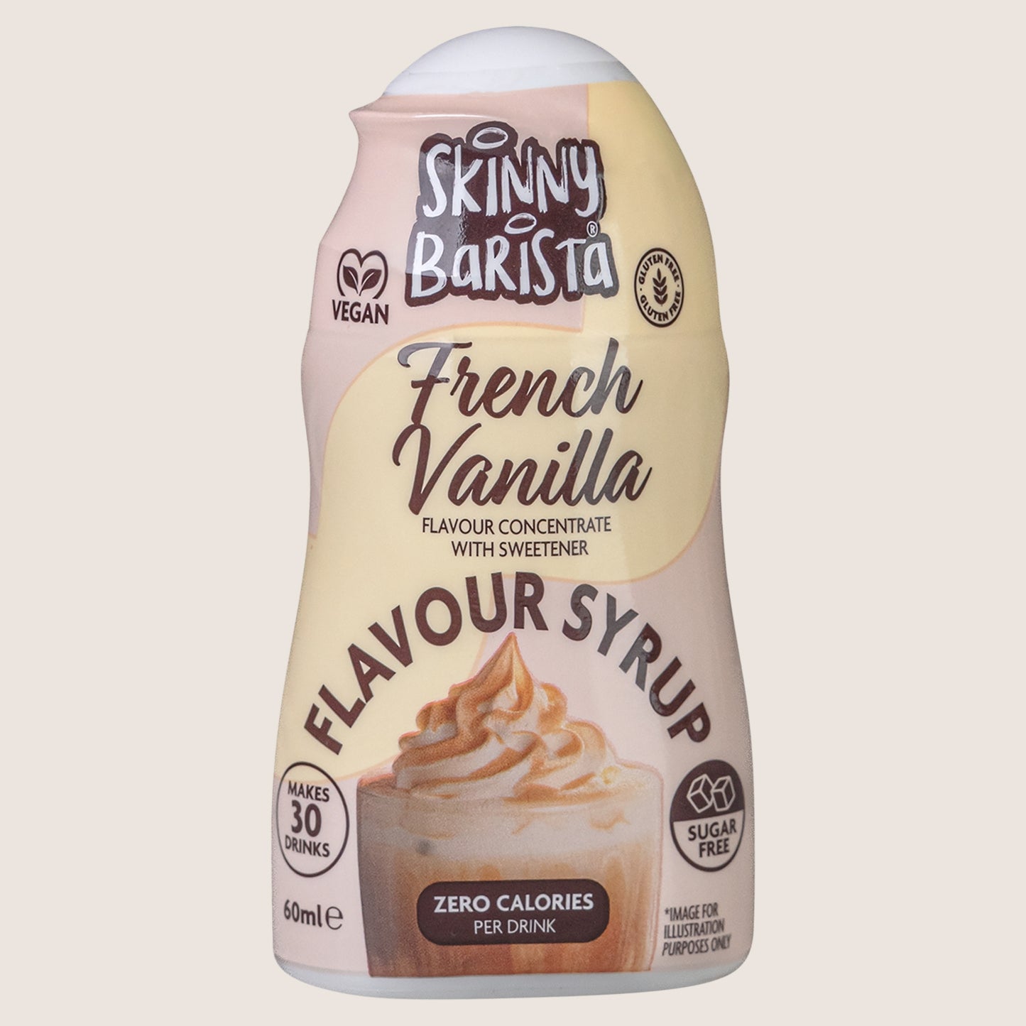 The Skinny Food Co. Shots Barista French Vanilla Flavour Syrup Concentrate with Sweetener Gluten Free 60ml