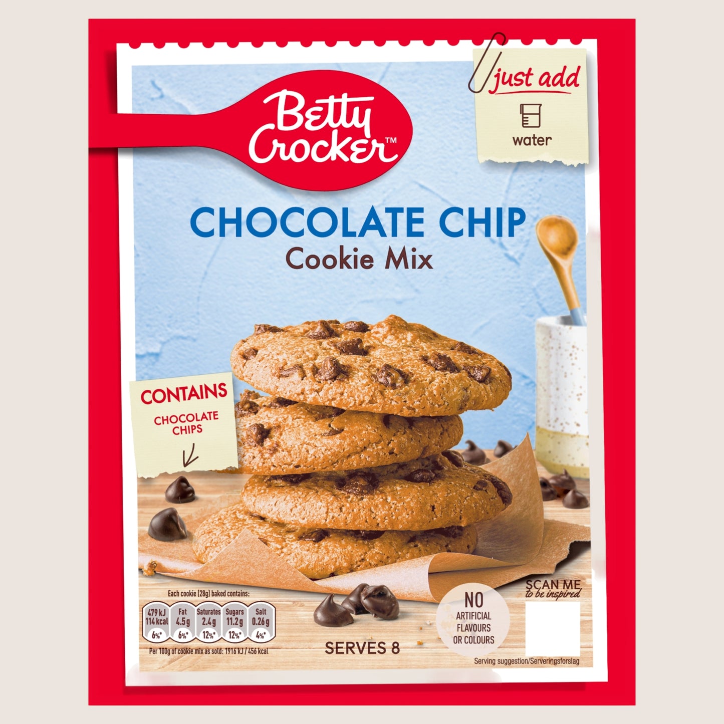 Betty Crocker Chocolate Chip Cookie Mix No Artificial Additives 200g