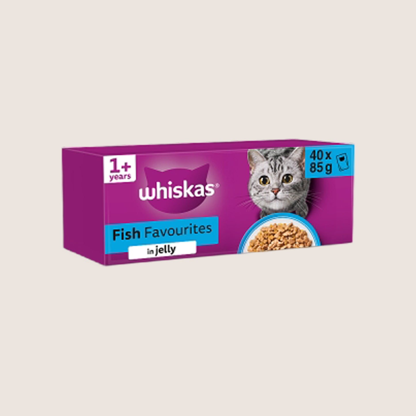 Whiskas 1+ FISH Favourites Wet Cat Food Pouches in Jelly With Taurine 40 x 85g