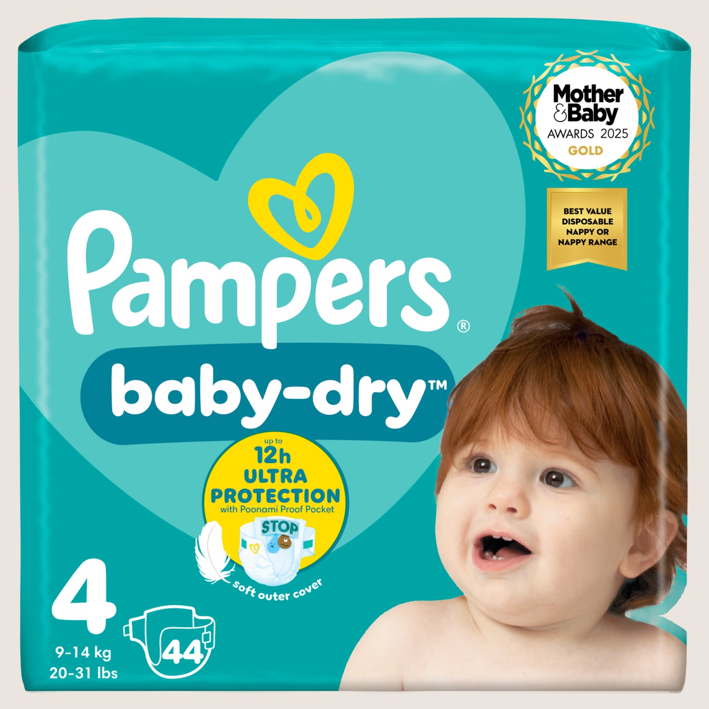 Pampers Baby-Dry Size 4, , - Essential Pack Size 4 44 Nappie 9kg