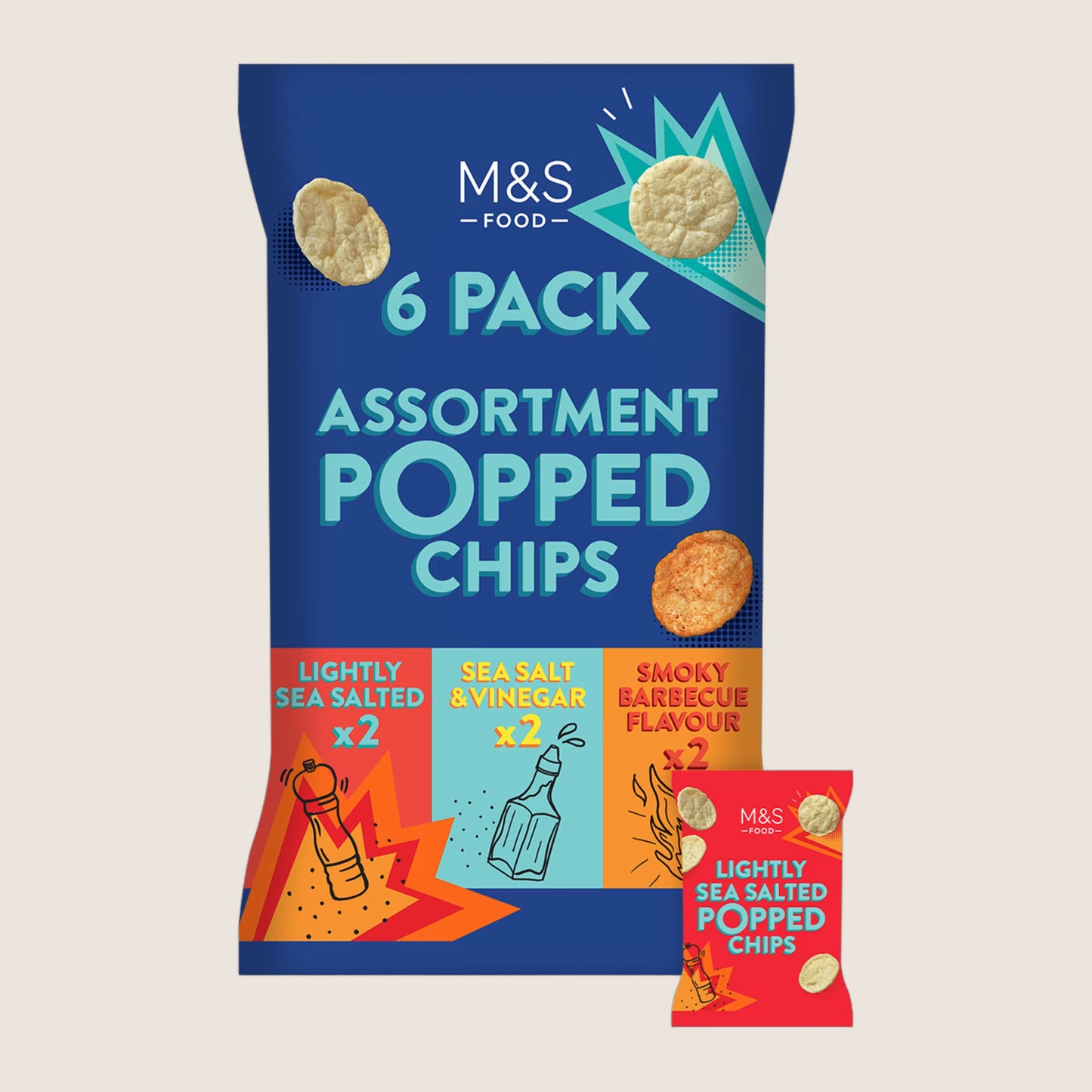 M&S 6 Pack Assorted Popped Chips 120 g