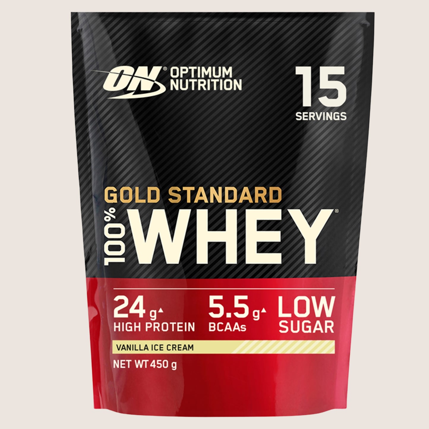 Optimum Nutrition Gold Standard Whey Protein Powder, Vanilla Ice Cream Flavour, 15 servings