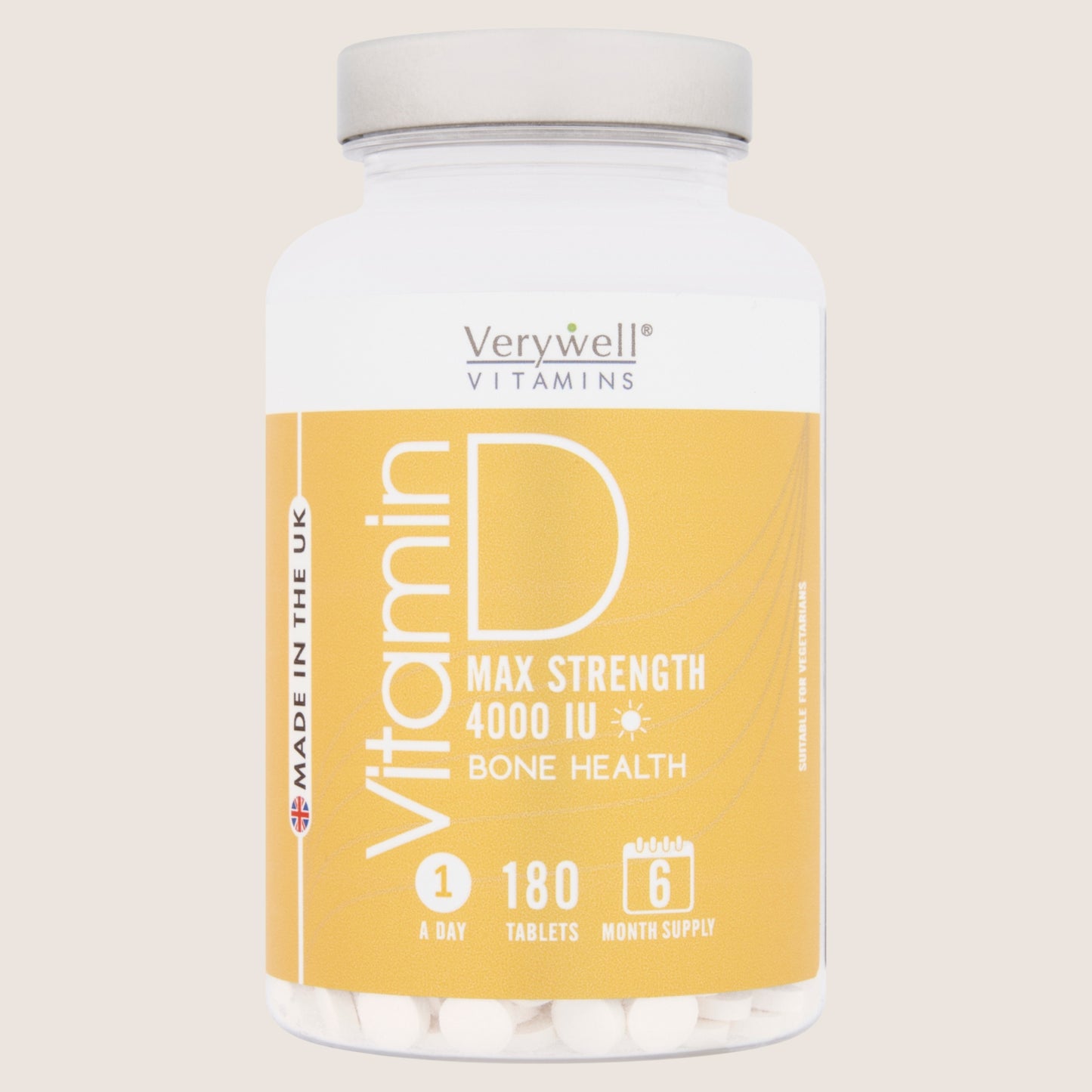 Verywell Vitamin D Max Strength 4000IU Bone Health 180 Tablets
