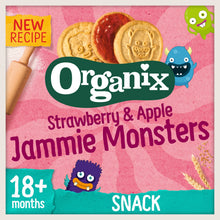 Organix Jammie Monsters Biscuits Toddler Snacks 18 months+ Free From Artificial Additives 8x8g