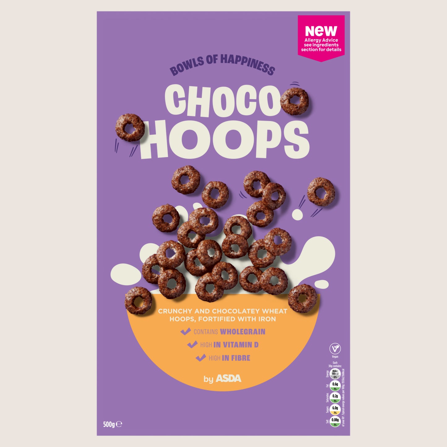 ASDA Choco Hoops Wholegrain 500g