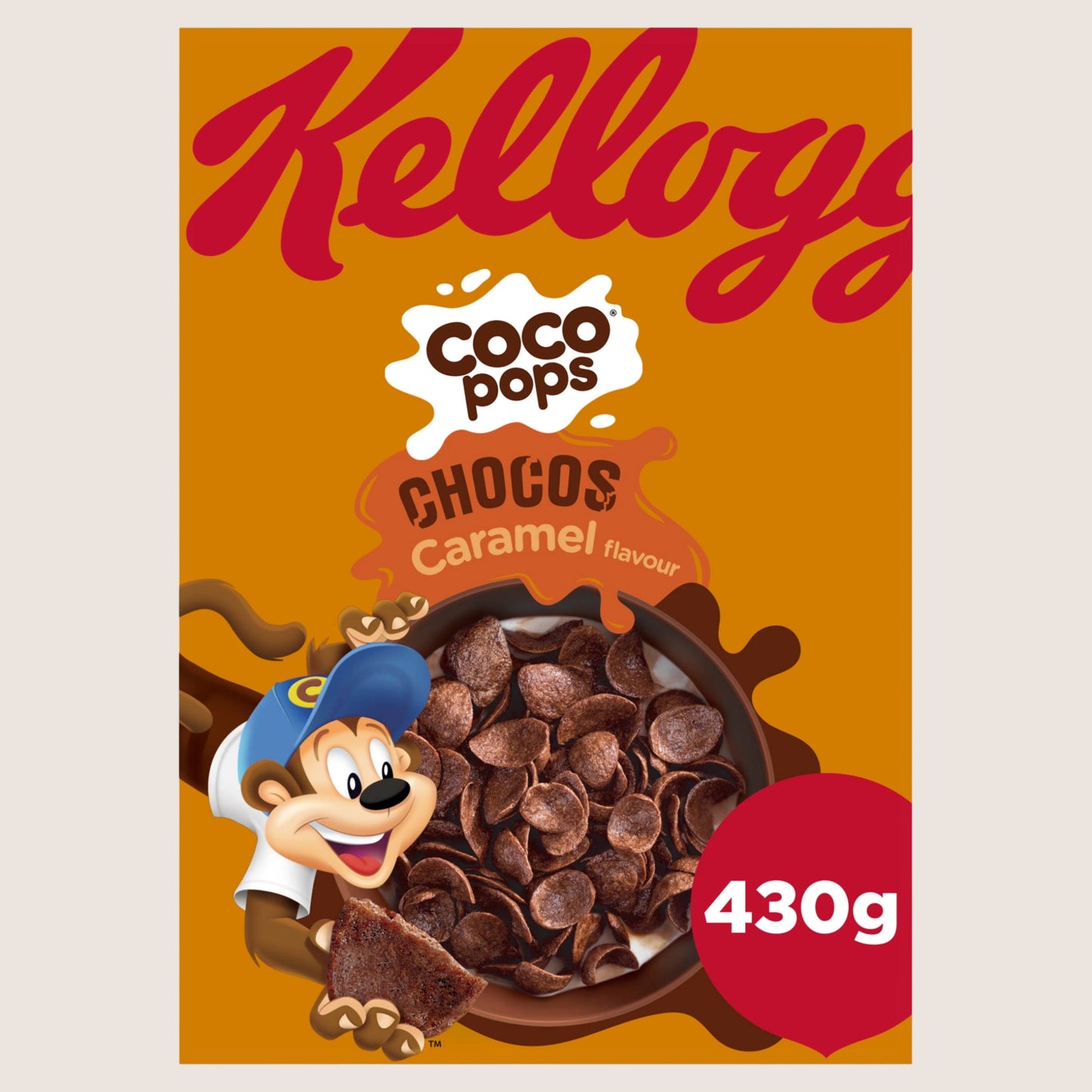 Kellogg's Coco Pops Chocos Caramel Breakfast Cereal Vitamin Fortified 430g