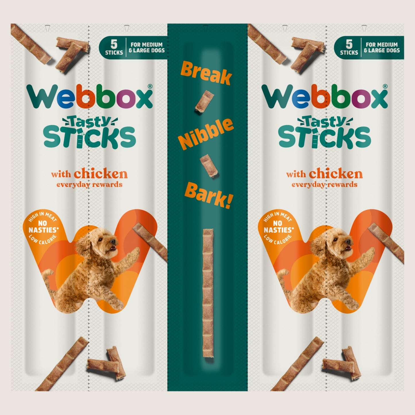Webbox 5 Tasty Sticks with Chicken Grain Free 55g