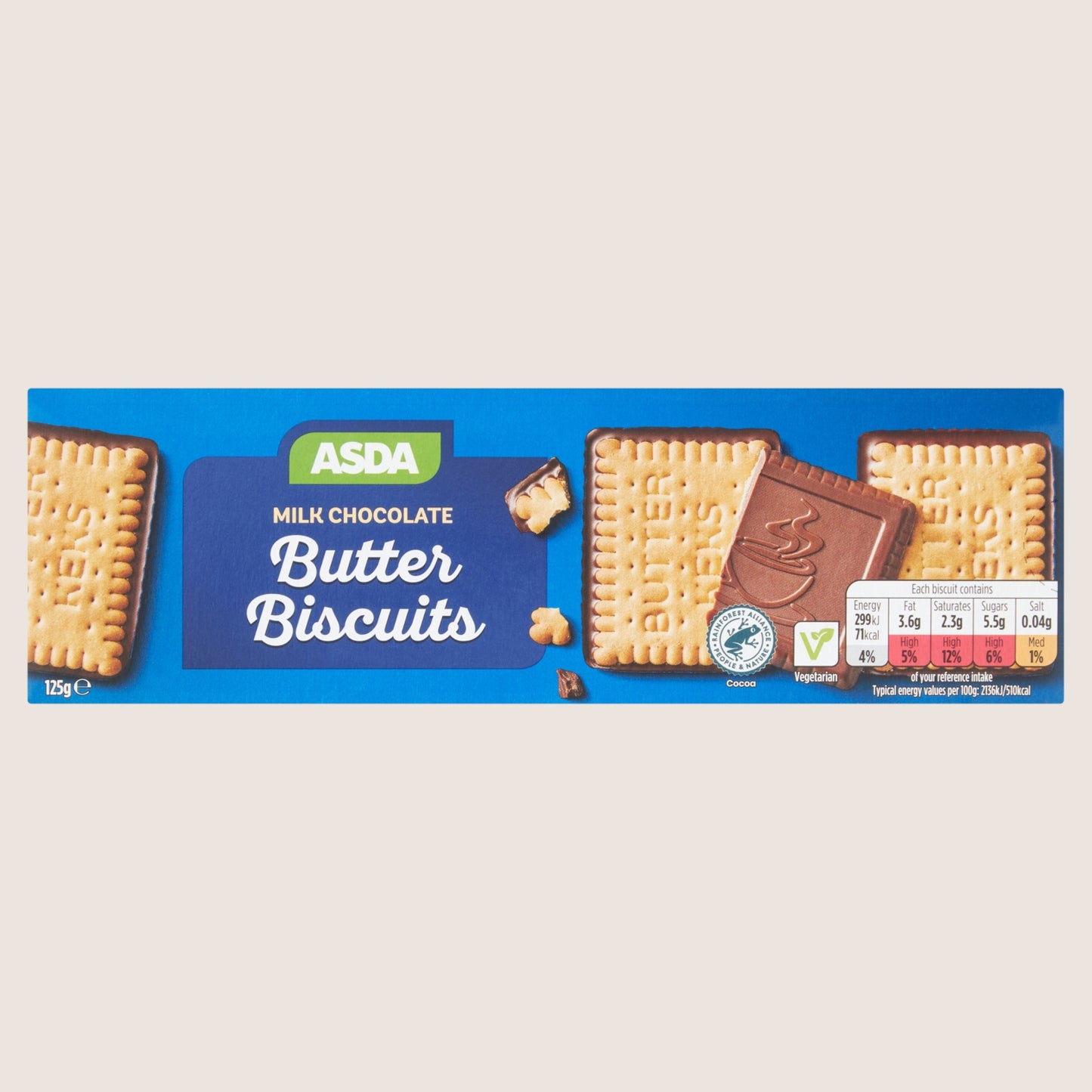 ASDA Milk Chocolate Butter Biscuits Milk Chocolate 125g