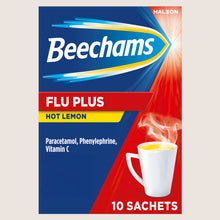 Beechams Flu Plus Hot Drink Sachets, Cold & Flu relief with Paracetamol, Lemon flavour 10s