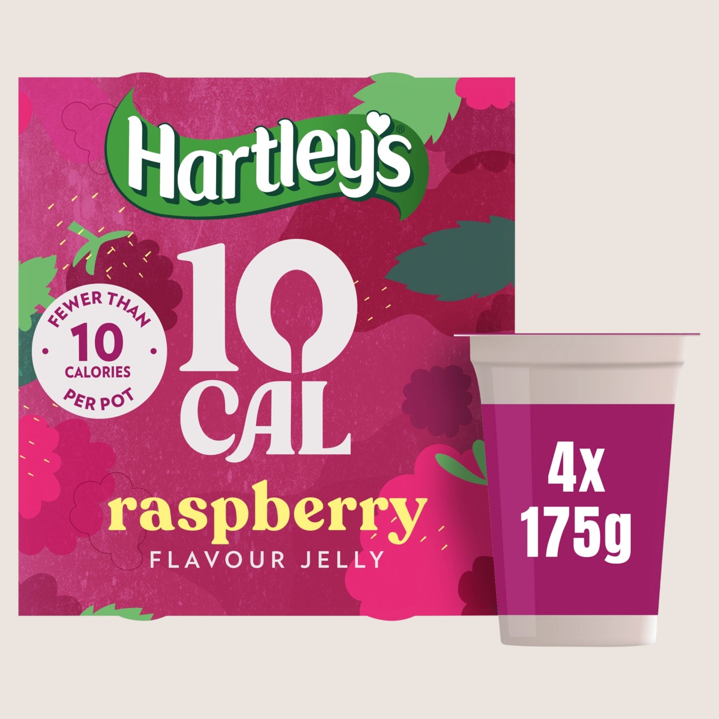 Hartley's 10 Cal Raspberry Flavour Jelly Pots No Artificial Additives 4 x 175g