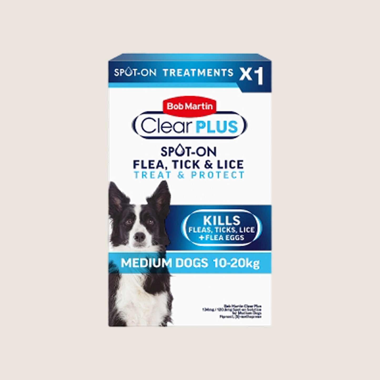 Bob Martin Clear Plus 134mg / 120.6mg Spot-On Solution for Medium Dogs Treatment 1 Pipette Nutritionally Complete