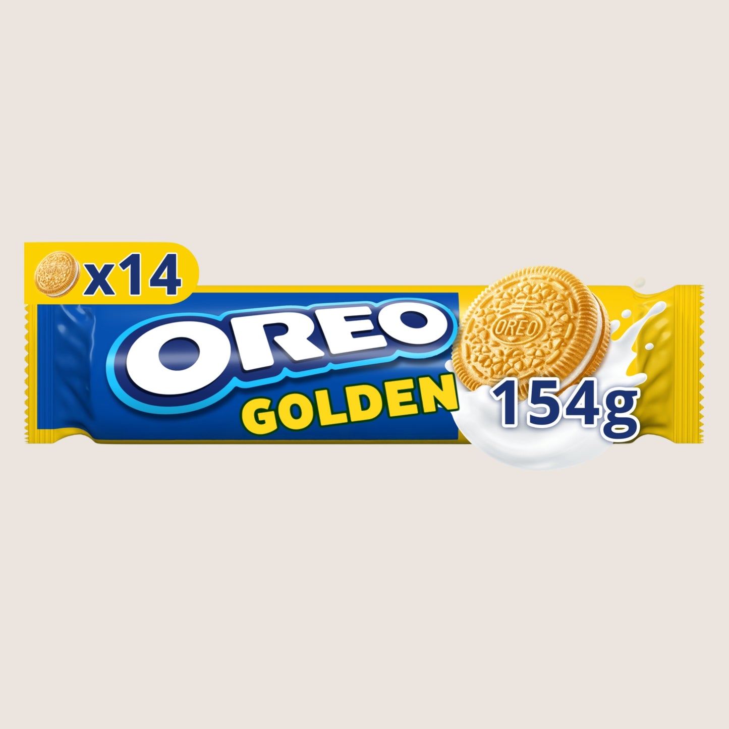 Oreo OREO Golden Vanilla-flavoured Sandwich Cookies 14 cookies Free From Artificial Additives 154 g