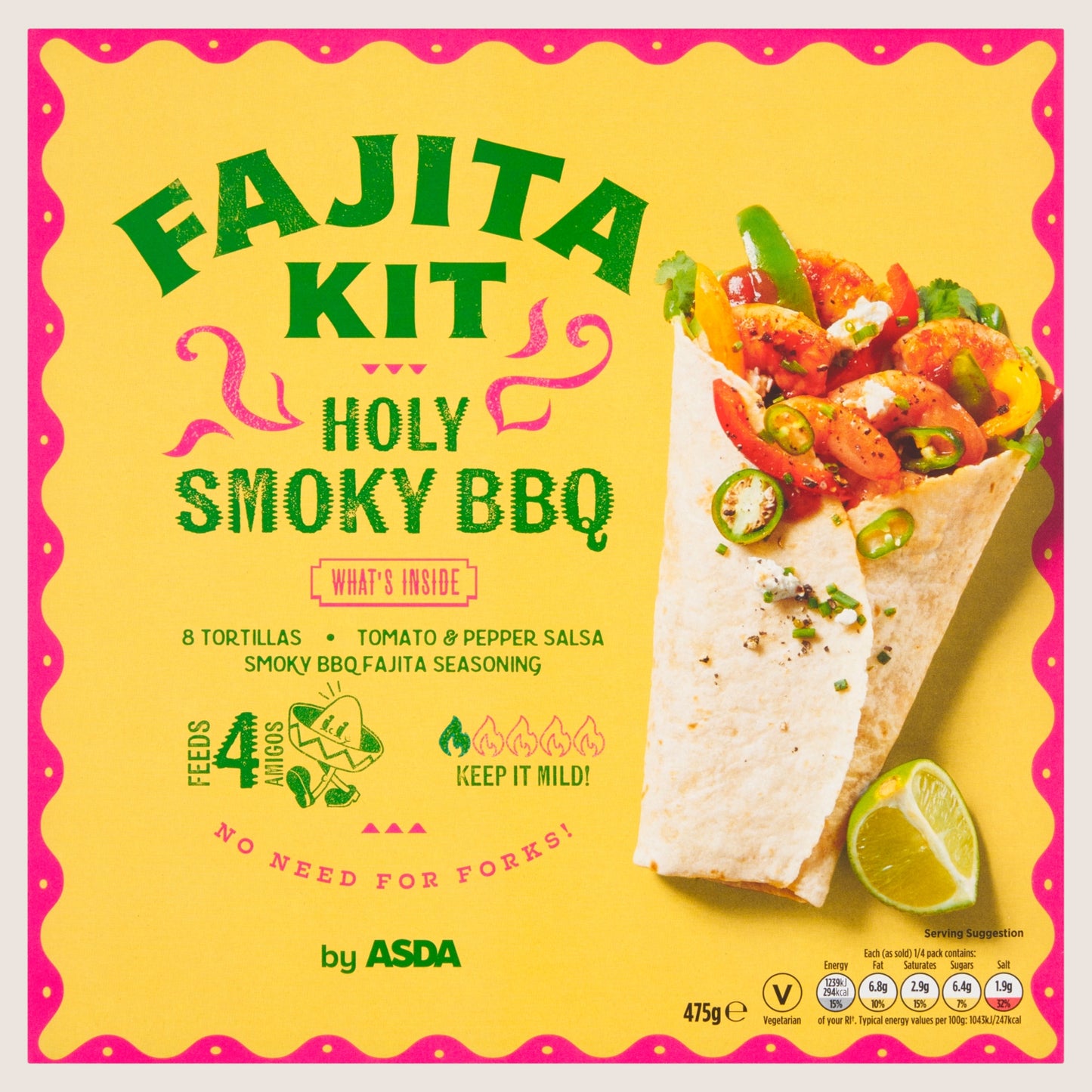ASDA Fajita Kit Holy Smoky BBQ Free From Artificial Colours 475g