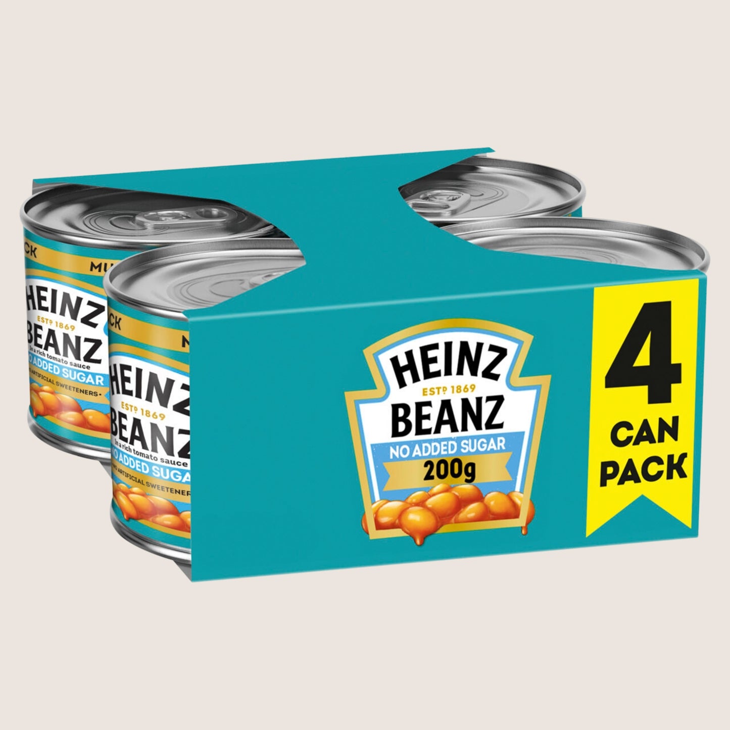 Heinz Baked Beans in Tomato Sauce 4 x 200gm No Added Sugar 4 x 200g