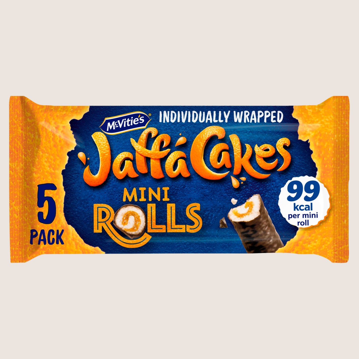 McVitie's Jaffa Cake Original Mini Rolls Free From Artificial Additives 5 x 26.6g