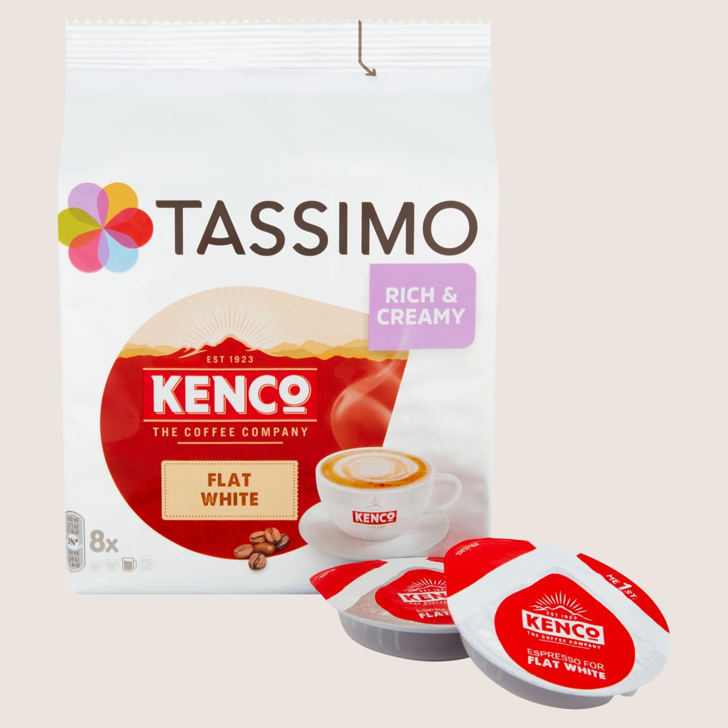 Tassimo Kenco Flat White Coffee Pods x8 No Artificial Additives