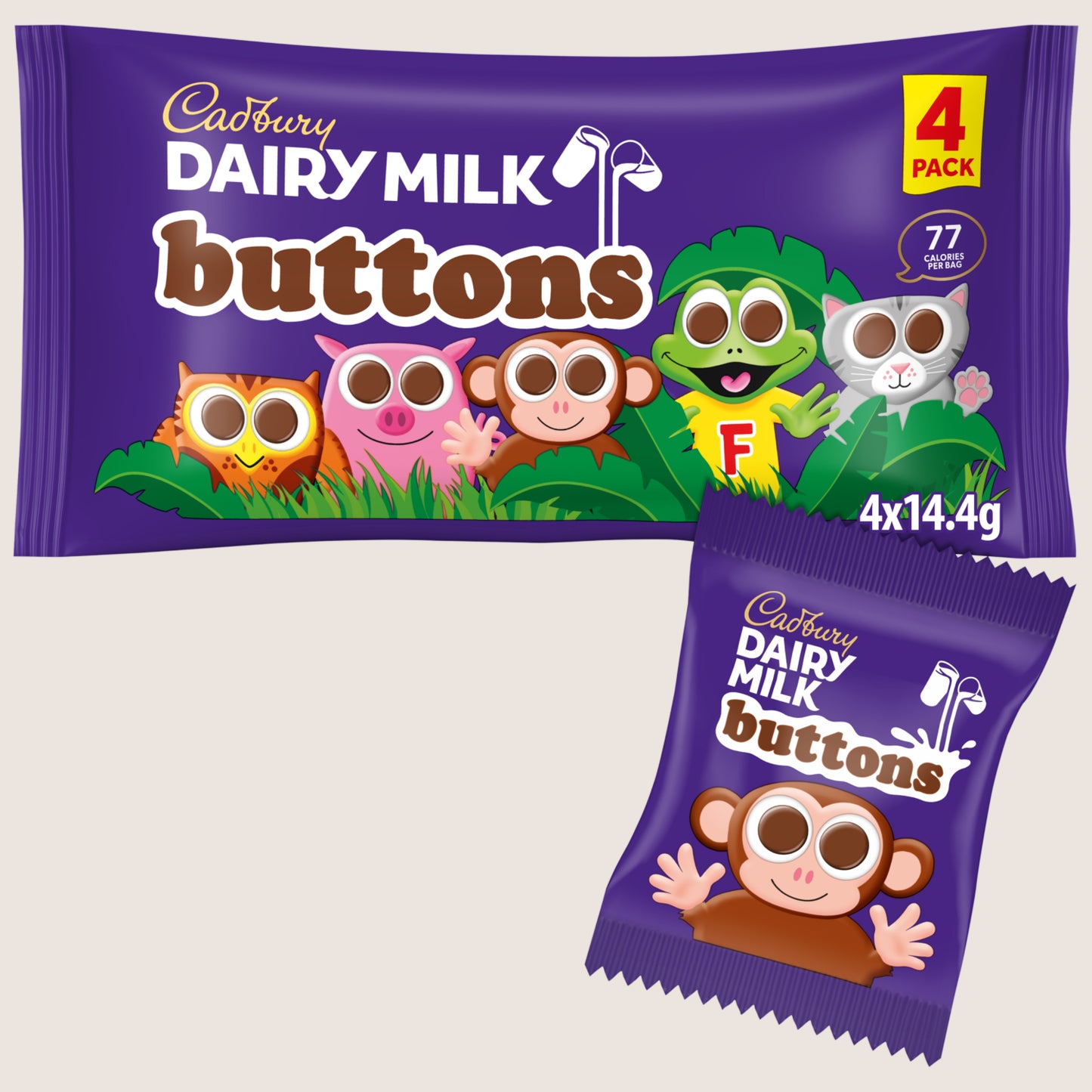 Cadbury Dairy Milk Chocolate Buttons 4 Pack 4 x 14.4g