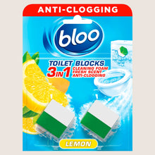 Bloo 3in1 Anti-Clogging Toilet Blocks Lemon 2 x () 50g