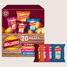 Walkers Meaty Variety Crisps Box No Artificial Additives 20x25g