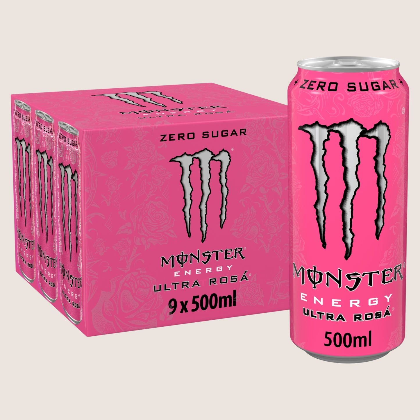 Monster Energy Drink Ultra Rosa Zero Sugar Cans No Added Sugar 9 x 500ml
