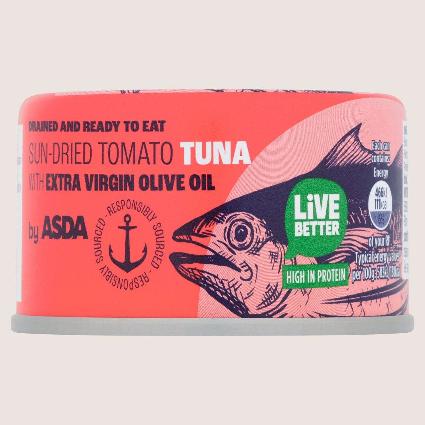 ASDA Sun-Dried Tomato Tuna with Extra Virgin Olive Oil In Olive Oil 80g