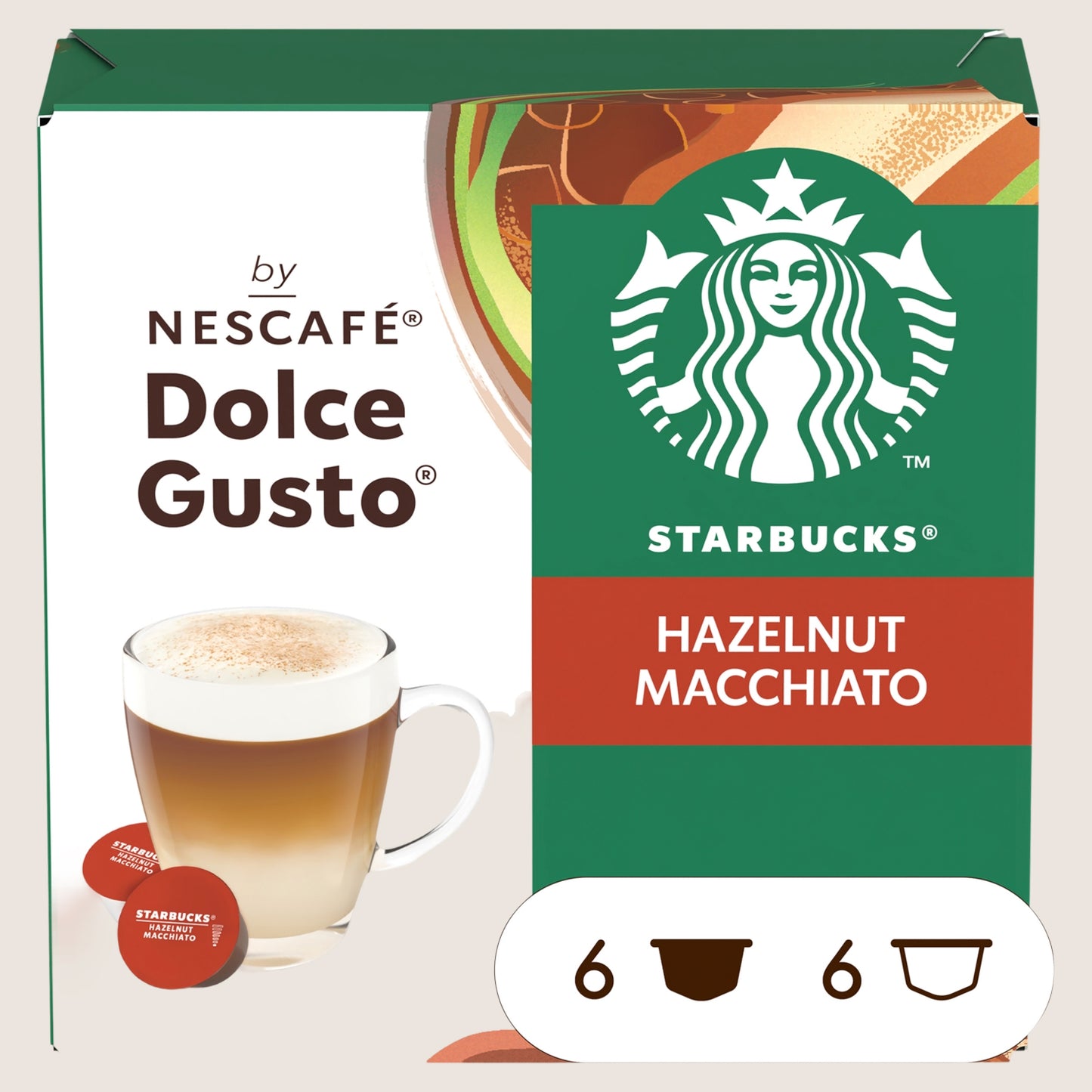Dolce Gusto Starbucks® Hazelnut Macchiato By Nescafé , Coffee Pods x12 No Artificial Additives