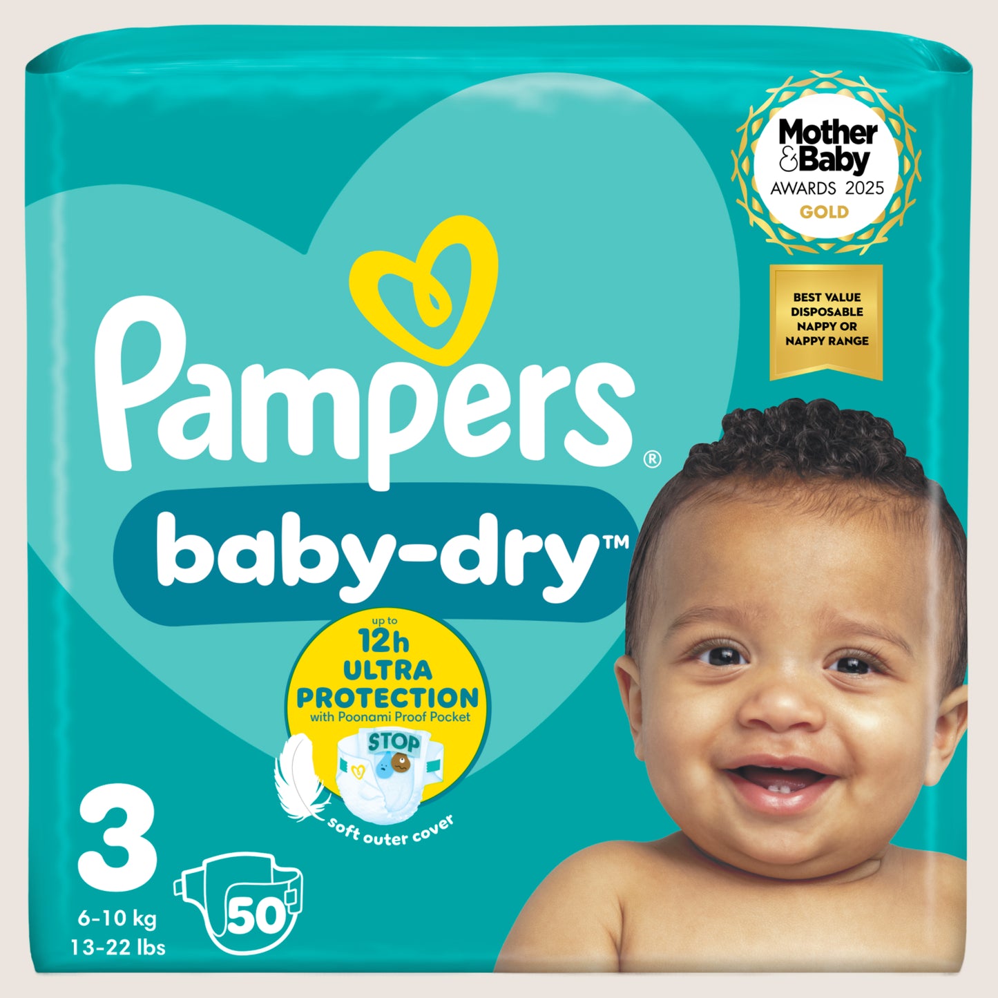 Pampers Baby-Dry Size 3, , - Essential Pack Size 3 50 Nappie 6kg