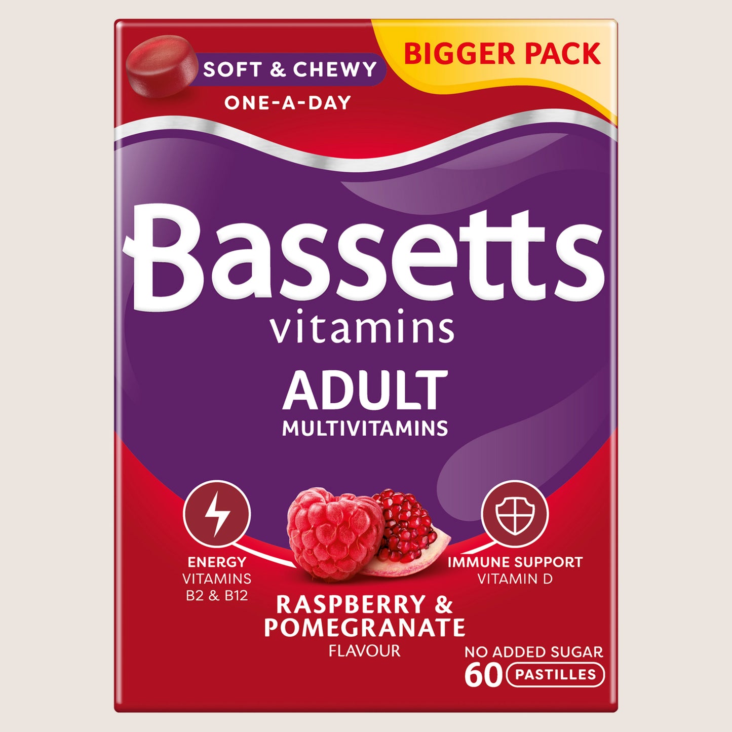 Bassetts Adult Multivitamins Raspberry & Pomegranate Flavour 60 Pastilles