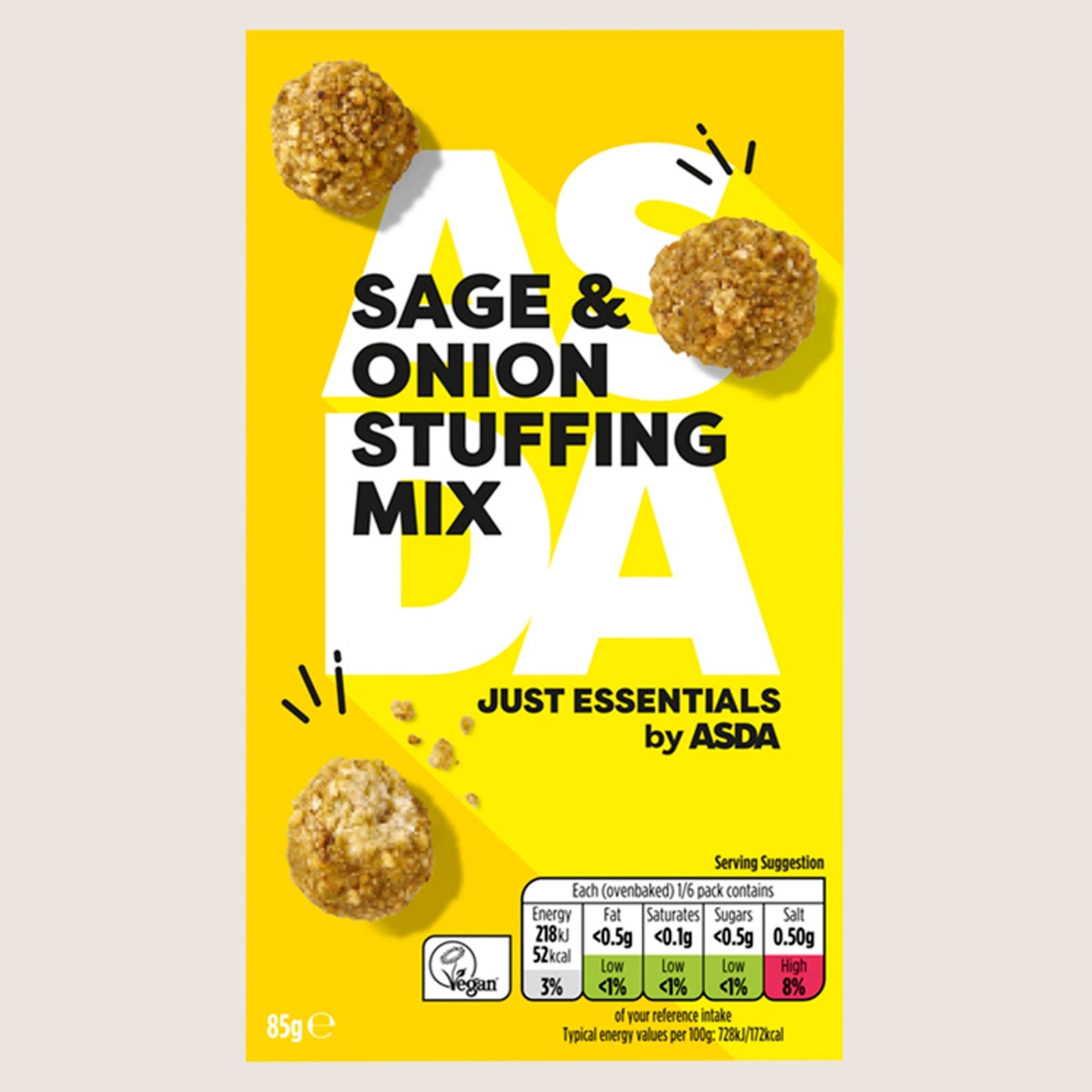 JUST ESSENTIALS by ASDA Just Essentials Sage & Onion Stuffing Mix No Artificial Additives 85g