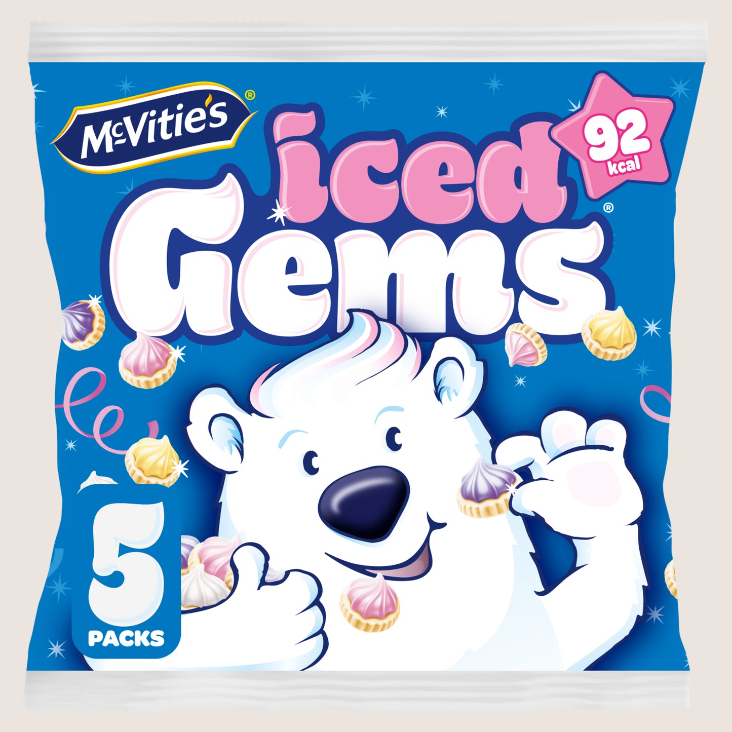 McVitie's Iced Gems Biscuits Free From Artificial Additives 5 x 23g