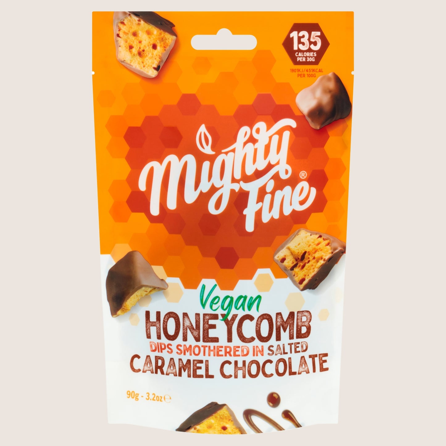 Mighty Fine Vegan Honeycomb Dips Smothered in Salted Caramel Chocolate Chocolate 90g