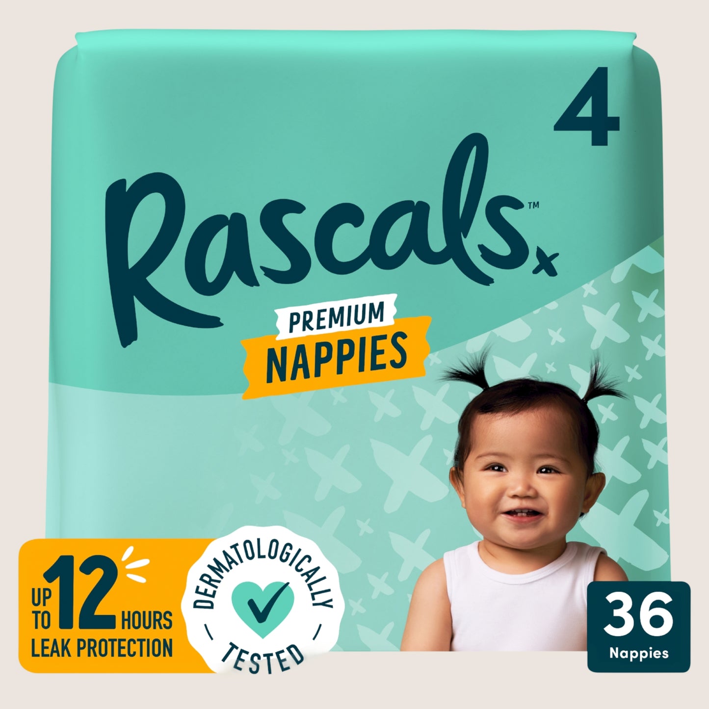 RASCALS Premium Nappies Size 4 Hypoallergenic 36 Count