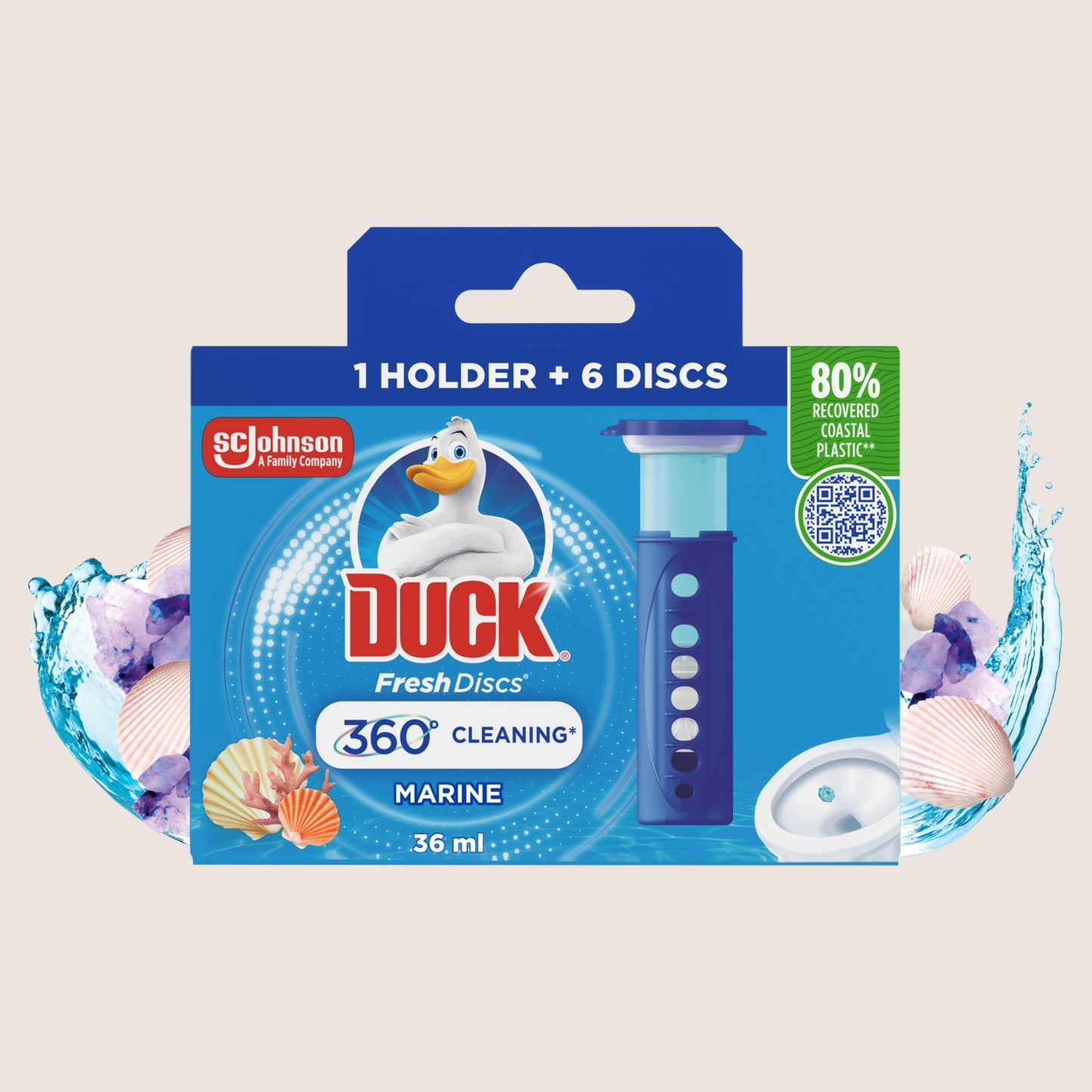 Duck Toilet Fresh Discs Holder & Refill Marine 36ml