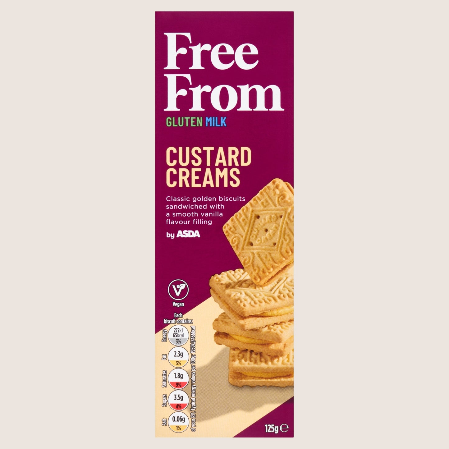 ASDA Free From Free From by Custard Creams Free From Artificial Additives 125g