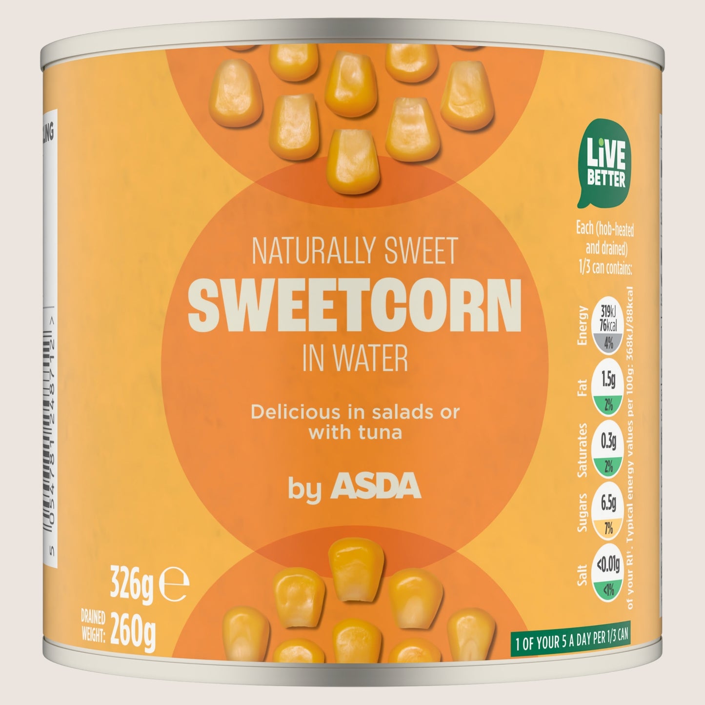 ASDA Sweetcorn in Water In Spring Water 326g