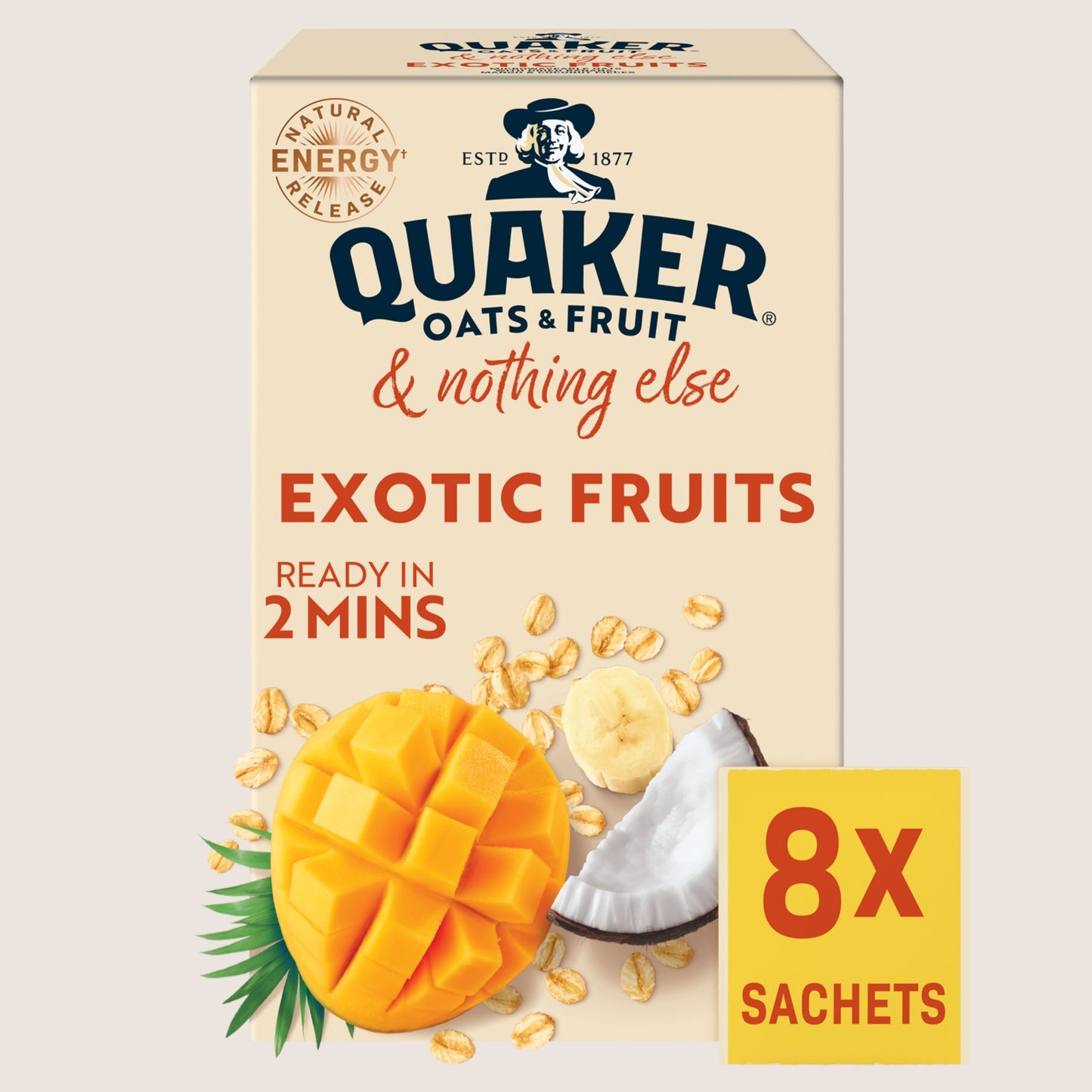 Quaker Oats & Fruit with Exotic Fruits 8 Porridge Sachets  Wholegrain 264g