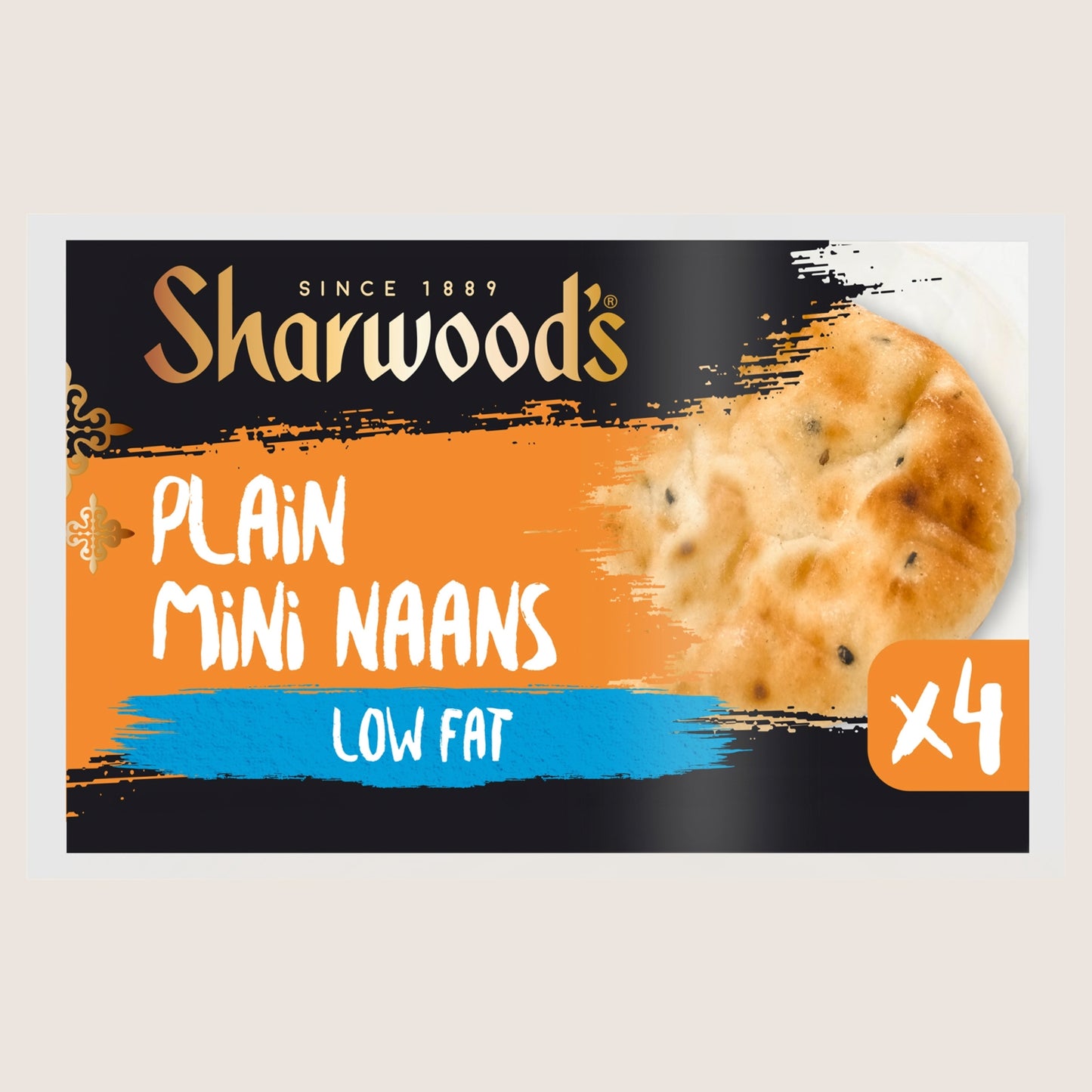Sharwood's 4 Plain Mini Naans Low Fat