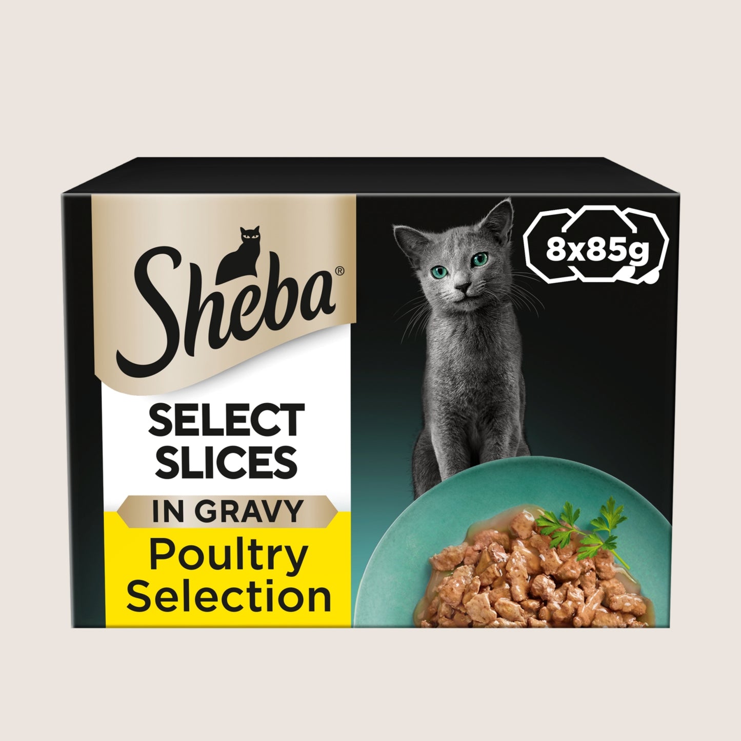 Sheba Select Slices Adult Wet Cat Food Poultry Selection in Gravy Tray With Taurine 8 x 85g