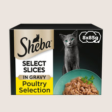 Sheba Select Slices Adult Wet Cat Food Poultry Selection in Gravy Tray With Taurine 8 x 85g