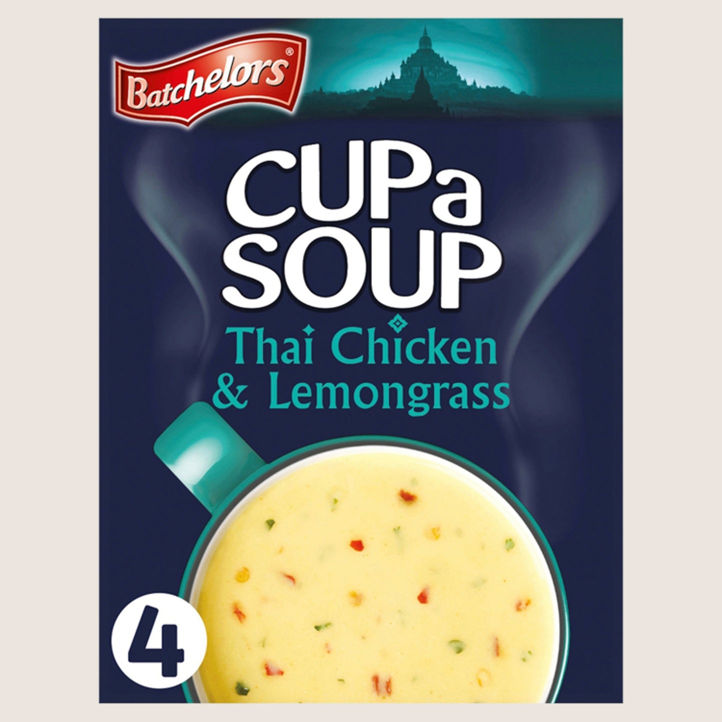 Batchelors Cup a Soup Thai Chicken & Lemongrass 4 Instant Soup Sachets No Artificial Additives 88g