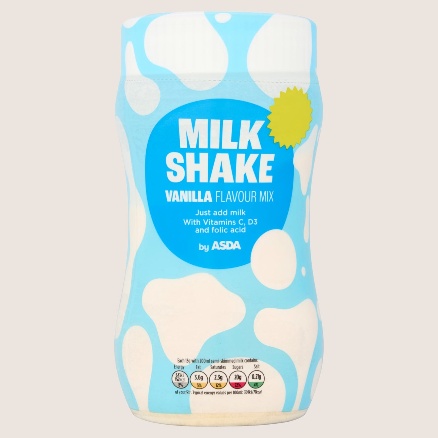 ASDA Milk Shake Vanilla Flavour Mix No Artificial Additives 300g