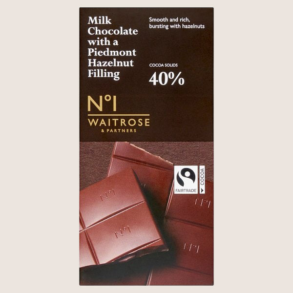 Waitrose No.1 Milk Chocolate with a Piedmont Hazelnut Filling Pure Indulgence 90G