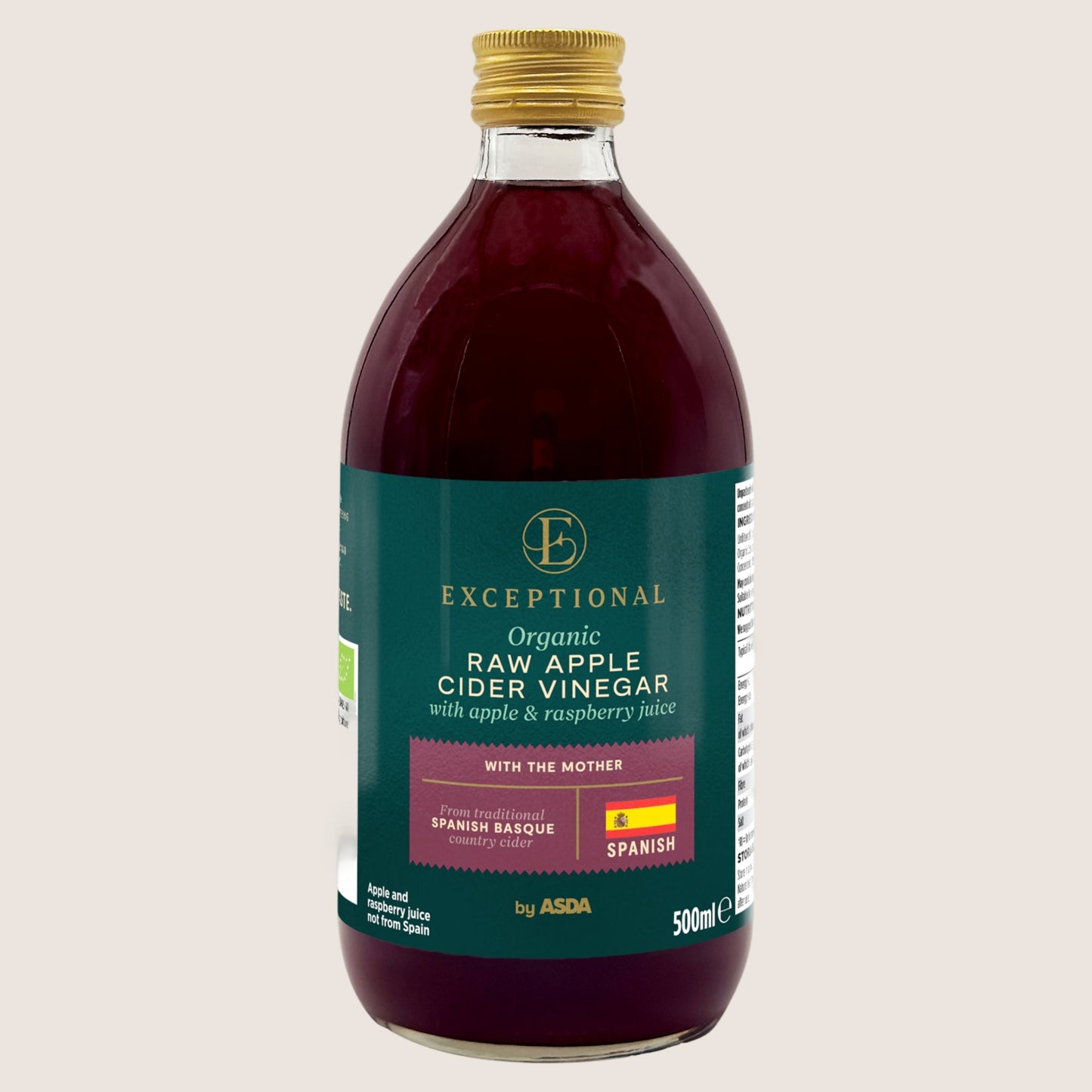 Exceptional by ASDA Exceptional by Organic Raw Apple Cider Vinegar with Apple & Raspberry Juice Organic 500ml